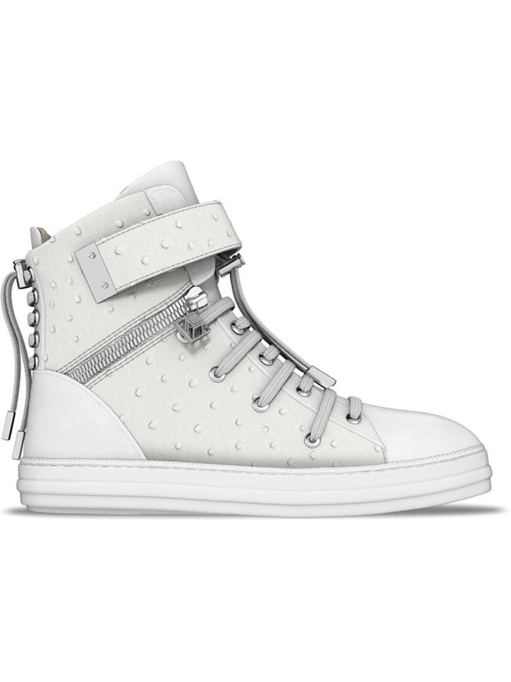 Myswear Regent Hi-top Sneakers, Women's, Size: 37, White, Leather/ostrich Leather/rubber