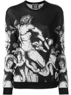 Fausto Puglisi Sculpture Print Cuff Detail Sweatshirt, Women's, Size: 38, Black, Nylon/viscose