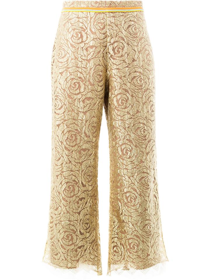 Peter Pilotto Zig-zag Hem Floral Trousers - Metallic