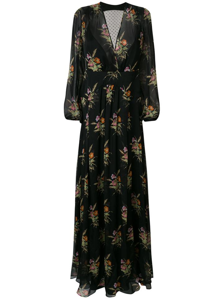 No21 Sheer Back Floral Dress - Black