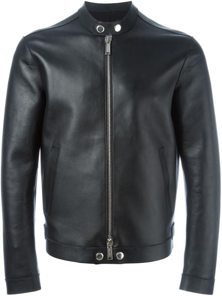 Dsquared2 Zipped Up Jacket, Men's, Size: 52, Black, Calf Leather/viscose/polyamide/spandex/elastane