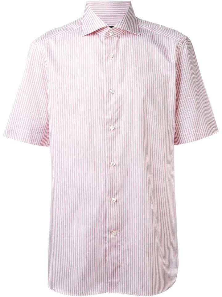 Ermenegildo Zegna Striped Classic Shirt, Men's, Size: 39, White, Cotton