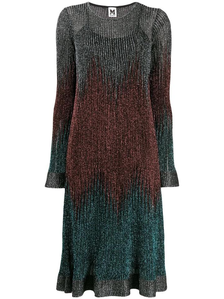 M Missoni Ribbed Shift Shimmer Dress - Blue