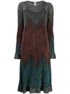M Missoni Ribbed Shift Shimmer Dress - Blue