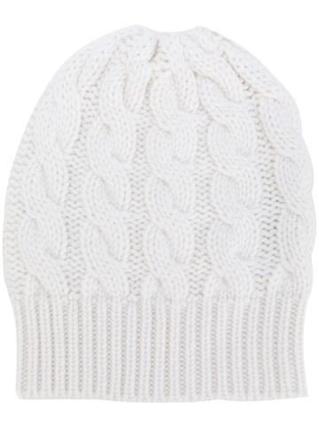 Antonia Zander Cable Knit Beanie - White