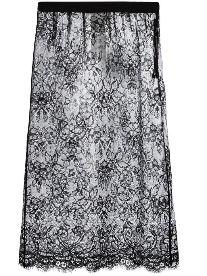 Maison Margiela - Sheer Plasticised Lace Skirt - Women - Polyamide/polyurethane/viscose - 44, Women's, Black, Polyamide/polyurethane/viscose