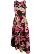 La Doublej Abstract Print Sleeveless Midi Dress - Red