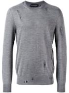 Alexander Mcqueen - Distressed Crew Neck Sweater - Men - Wool/silk - L, Grey, Wool/silk