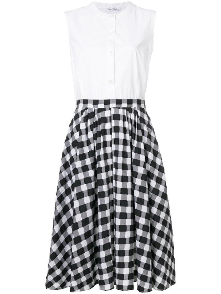 Peter Taylor Plaid Flared Midi Dress - White