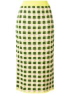 Antonio Marras Gingham Midi Pencil Skirt - Yellow & Orange