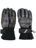 Moncler Grenoble Padded Logo Plaque Gloves, Men's, Size: Large, Black, Feather Down/lamb Skin/polyamide/spandex/elastane