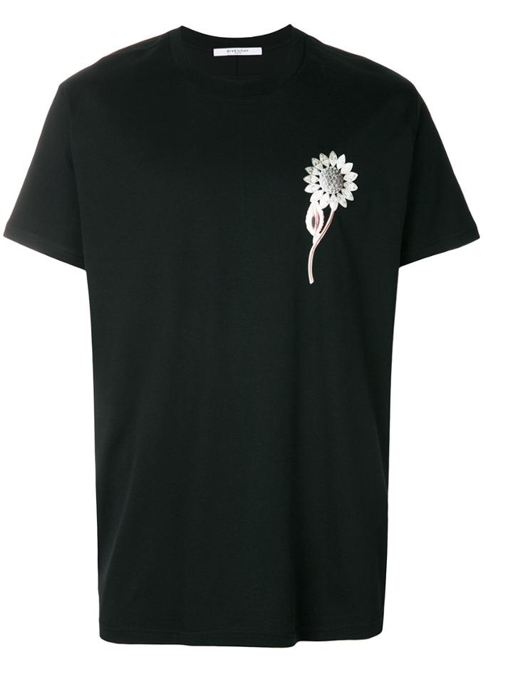 Givenchy Floral Embroidered T-shirt - Black