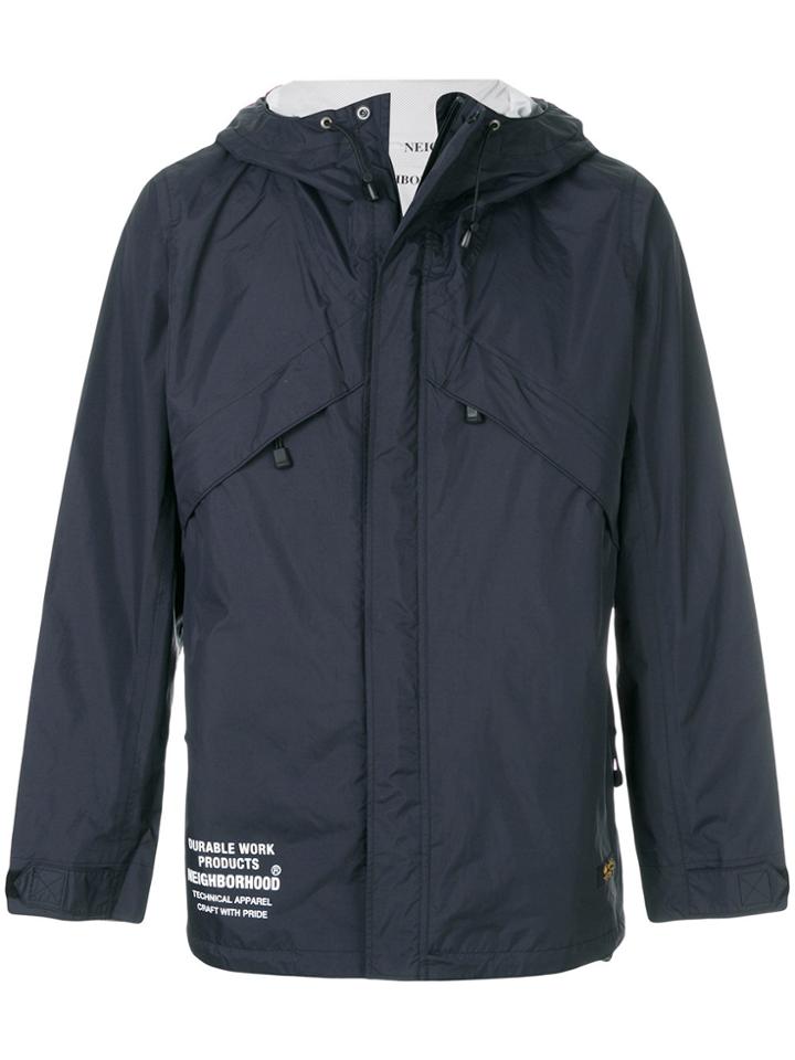 Neighborhood Logo Print Windbreaker Jacket - Blue