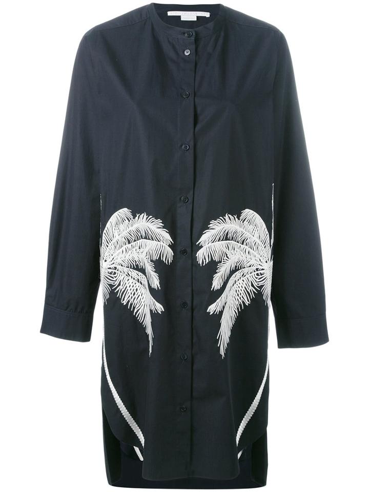 Stella Mccartney Feather Print Shirt Dress, Women's, Size: 40, Blue, Cotton/viscose/polyester
