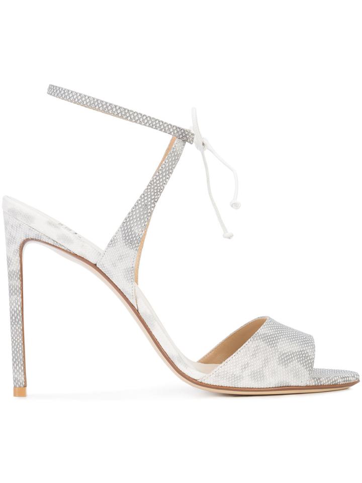 Francesco Russo Lizard-effect Sandals - White