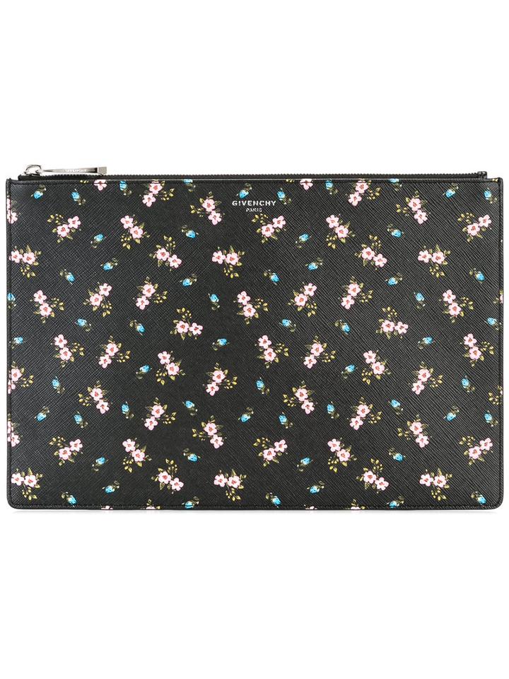 Givenchy Medium Floral Print Clutch, Women's, Black, Cotton/polyester/polyurethane