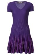 Roberto Cavalli Ruffled Knitted Mini Dress - Pink & Purple