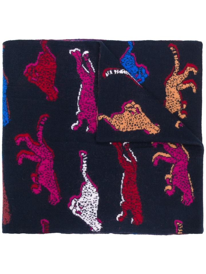 Ps Paul Smith Leopard Print Scarf - Black