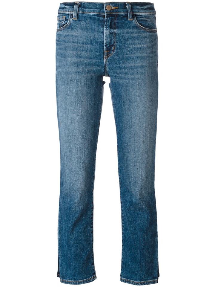 J Brand Faded Pattern Cropped Jeans, Women's, Size: 29, Blue, Cotton/polyurethane