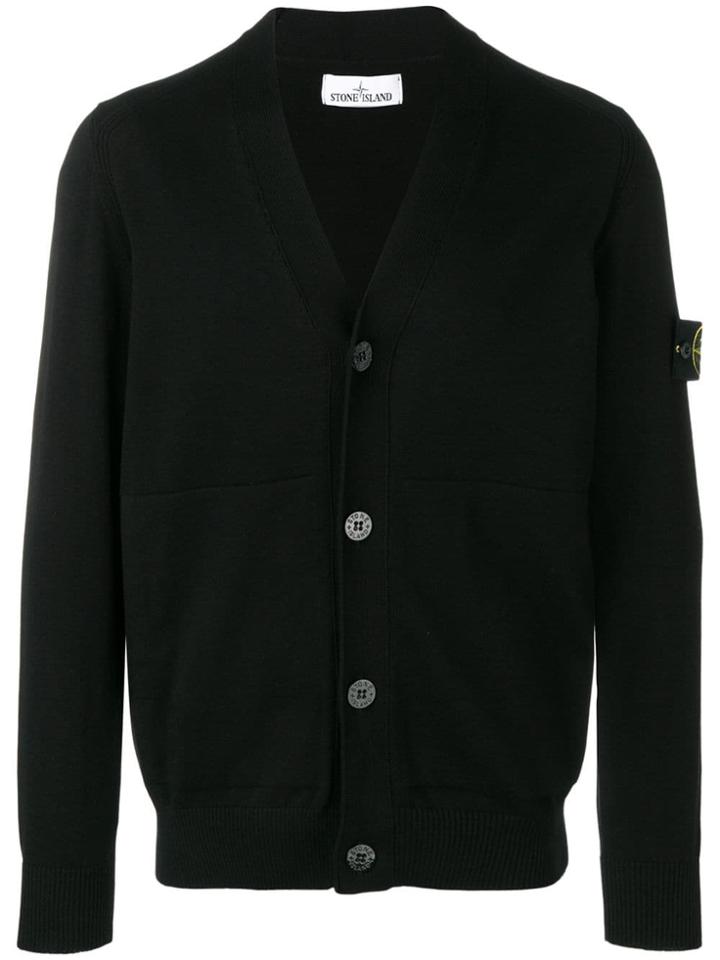Stone Island V-neck Cardigan - Black