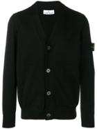 Stone Island V-neck Cardigan - Black