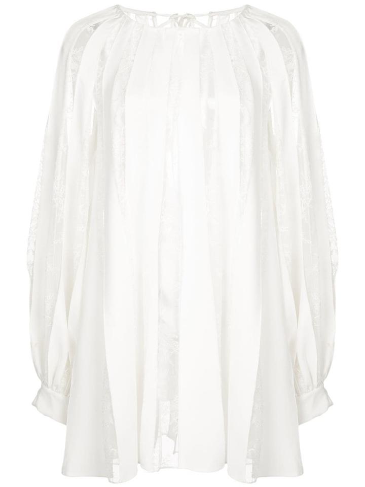 Oscar De La Renta Sheer Lace Stripe Blouse - White