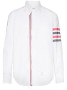 Thom Browne 4-bar Zip Front Cotton Oxford Shirt - White