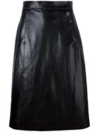 Maison Margiela A-line Midi Skirt, Women's, Size: 42, Black, Calf Leather