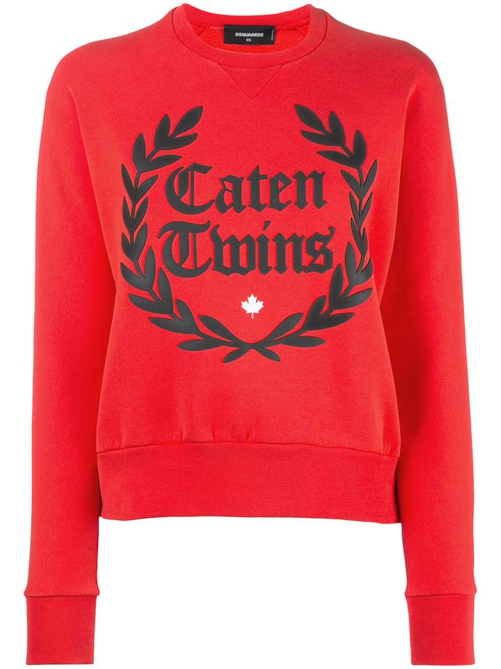 Dsquared2 Caten Twins Wreath Sweatshirt, Women's, Size: Xs, Red, Cotton