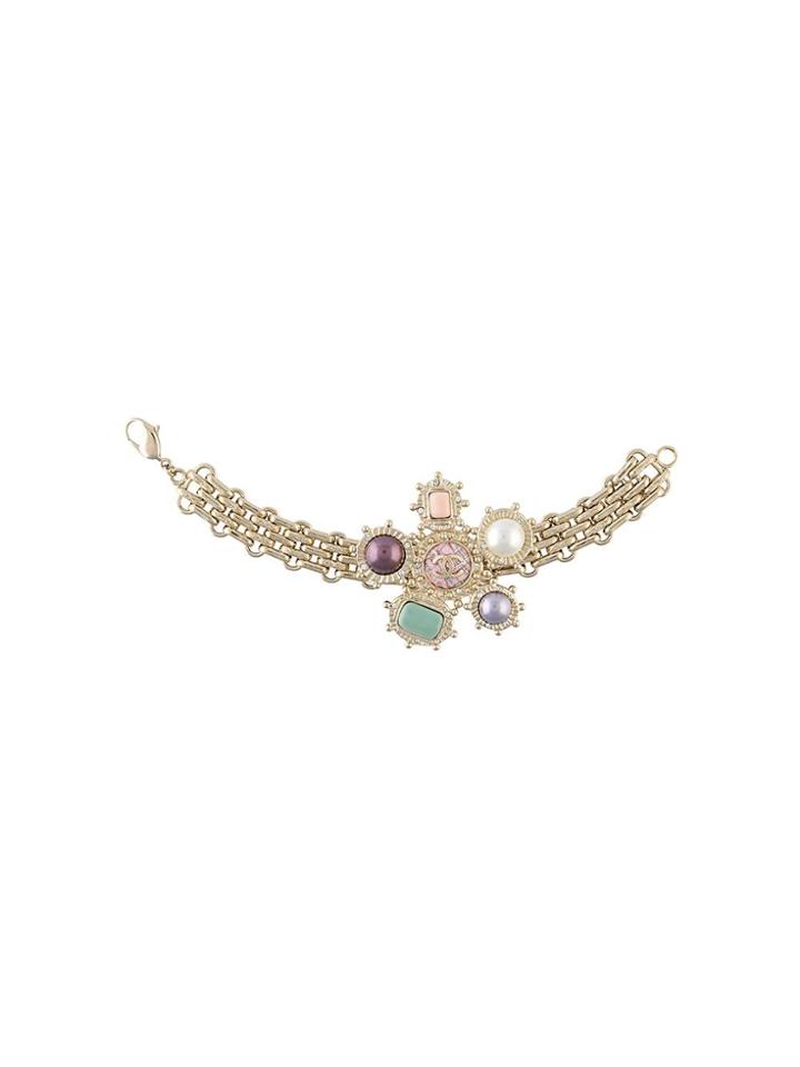 Chanel Vintage Logo Pastel Bracelet - Metallic