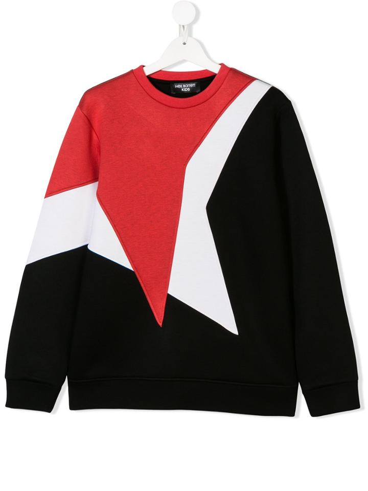 Neil Barrett Kids Teen Colour Block Sweatshirt - Black