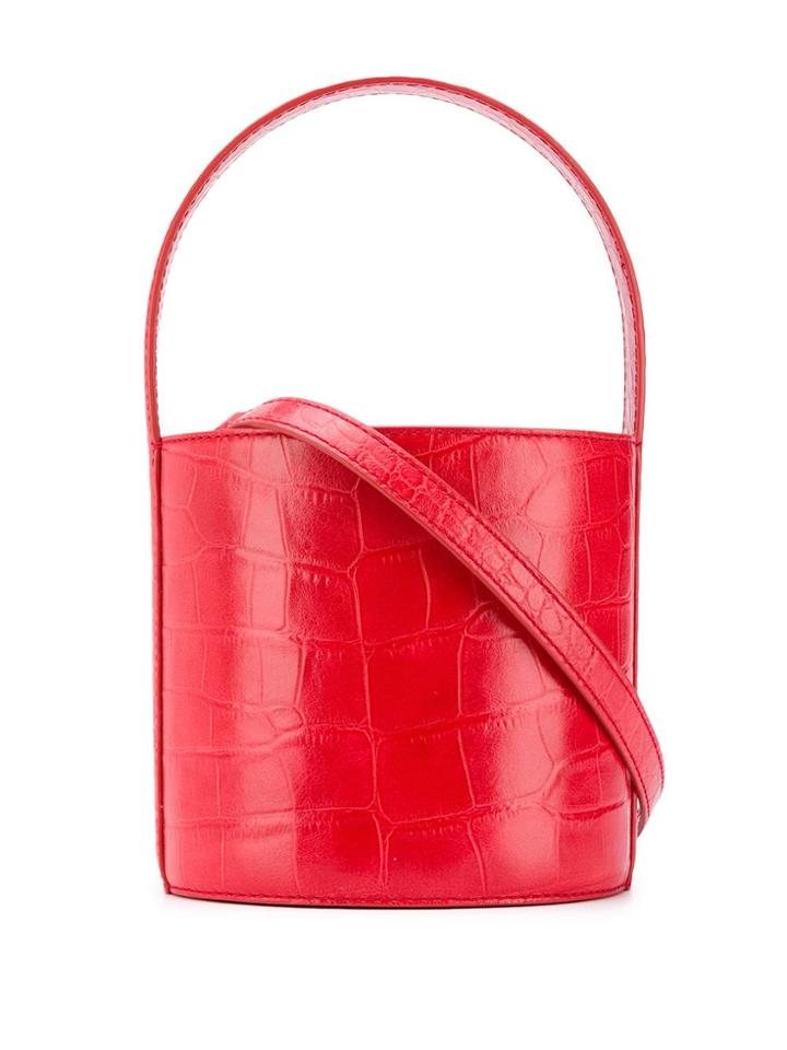 Staud Croc Embossed Bisset Bag - Red