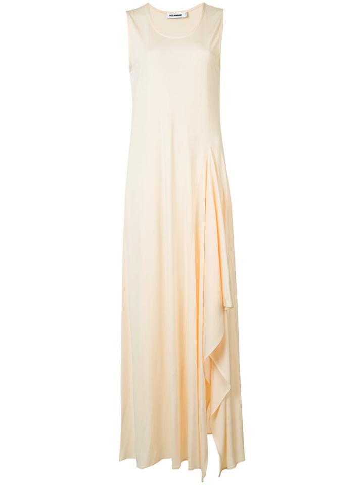 Jil Sander Long Drape Detail Dress, Women's, Size: 36, Nude/neutrals, Viscose