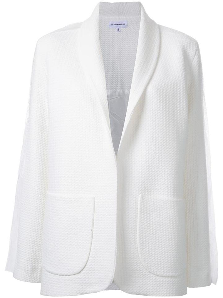 Tatuna Nikolaishvili Frill Detail Blazer, Women's, Size: Small, White, Cotton