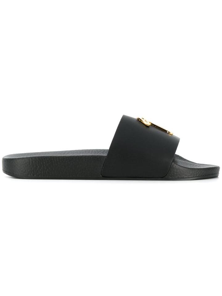 Giuseppe Zanotti Logo Plaque Sliders - Black