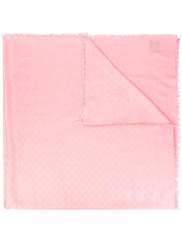 Gucci - Gg Supreme Print Scarf - Women - Silk/wool - One Size, Pink/purple, Silk/wool