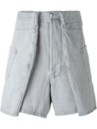 Christopher Shannon Double Width Denim Shorts, Men's, Size: 32, Grey, Cotton