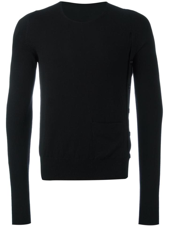 Maison Margiela Side Button Crew Neck Sweater - Black