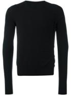 Maison Margiela Side Button Crew Neck Sweater - Black