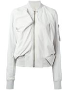 Rick Owens Zip Leather Bomber Jacket, Women's, Size: 40, Grey, Leather/cupro