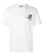 Msgm Embroidered Logo T-shirt, Men's, Size: Small, White, Cotton
