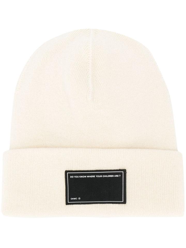 Oamc Box-logo Wool Beanie Hat - White