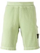 Stone Island Side Pocket Sweatshorts, Size: Small, Green, Cotton