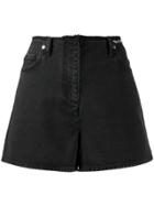 Valentino Embroidered Quote Denim Shorts - Black