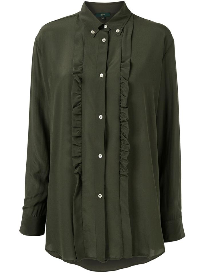 Jejia Ruffle Long-sleeve Blouse - Green