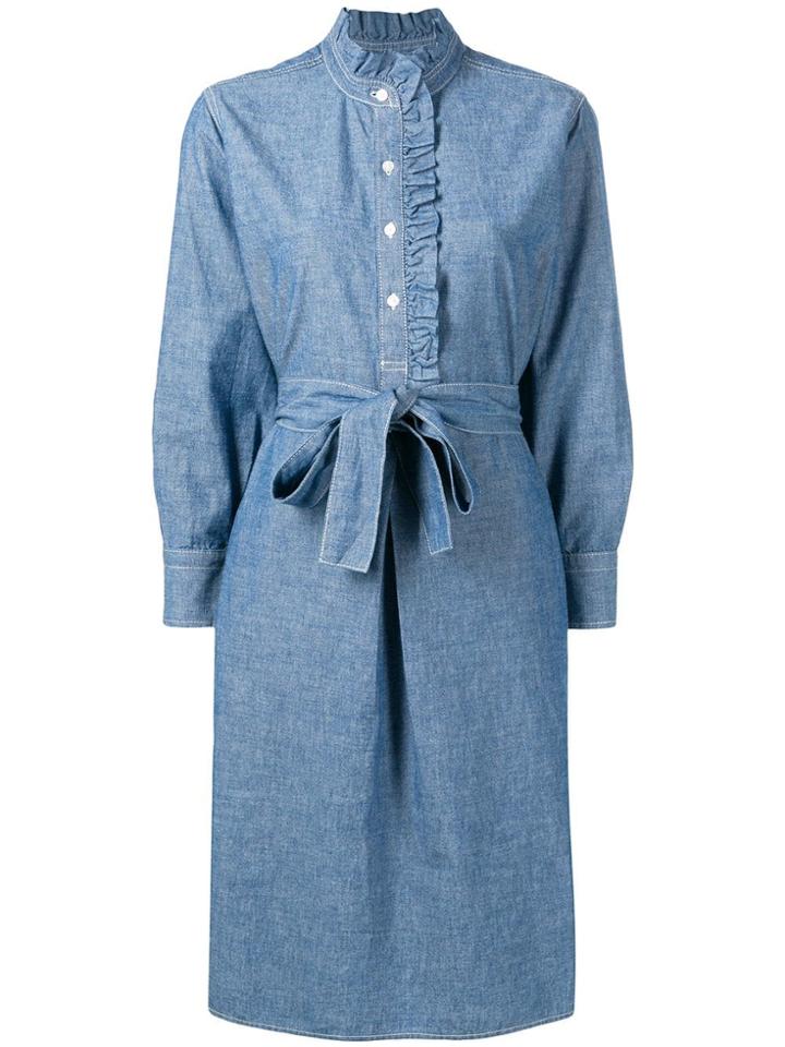 Tory Burch Ruffle Trim Shirt Dress - Blue