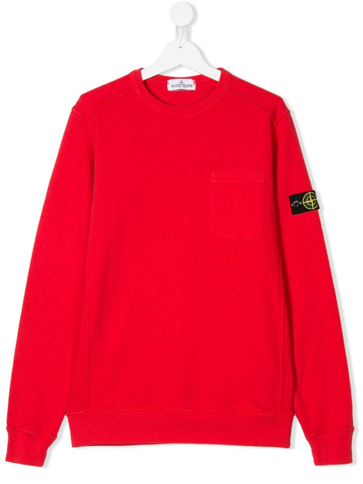 Stone Island Junior Patch Pocket Detail Sweatshirt - Red