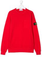 Stone Island Junior Patch Pocket Detail Sweatshirt - Red