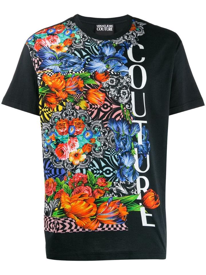 Versace Jeans Couture Optical Flowers Print T-shirt - Black