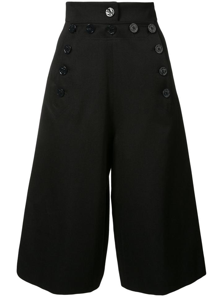 Chloé - Button Culottes - Women - Cotton/virgin Wool - 34, Black, Cotton/virgin Wool